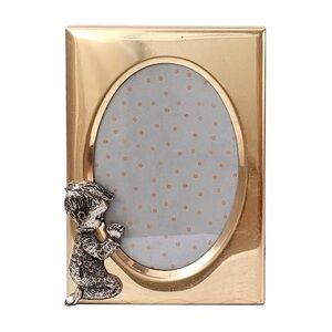 Vintage Gold Rectangular Picture Frame with Silver Kneeling Child Praying